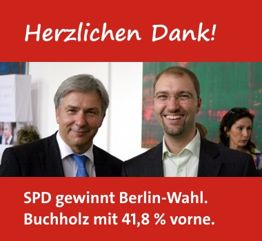 Klaus Wowereit und Daniel Buchholz SPD Berlin - Wahlerfolg am 18.09.2011